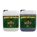 Pair of Monkey Nutrients Grow A+B containers in a 5 litre size